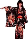 [Lady Lazy] [レディレイジー] 和服 着物 地獄少女 コスプレ 和装 ロング 浴衣 花柄 振袖 ブラック 黒 (L)