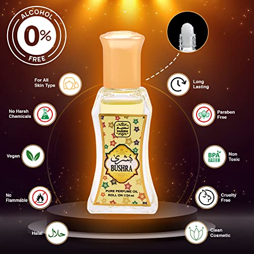 Naseem Bushra Perfume Oil Rollerball Alcohol Free With Composition Of Lime Orange Sandalwood Long Lasting Arabian Fragrance Oil For Women 0.81 Fl Oz #TOP4