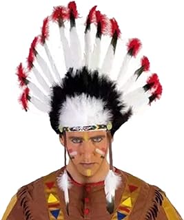 Native Indian Chief Headdress, Cosplay Costume with Artificial Feathers, Dress up Accessories for Adults and Kids, Ideal for Renaissance Events (58 * 36cm)