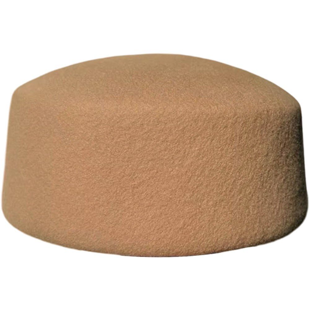 Fituenly Women's Khaki Beret Hat Winter Wool Short Brim Flat Beret British Pillbox Hat French Elegant Fedoras Sailor