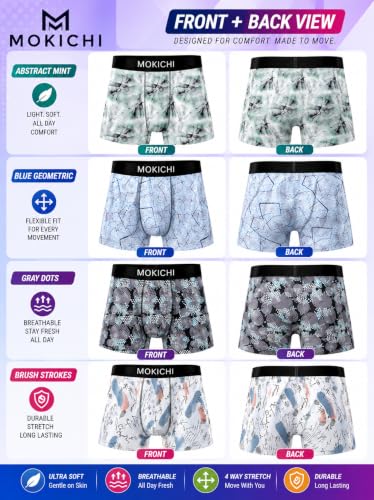 Image of Men's Printed Trunks | Boxer Brief Underwear with Broad Elastic Waistband and Contoured Pouch | Multicolour, Pack of 4