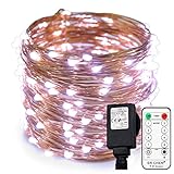【Super 200 super helle LED】: Es gibt 200 Weiß Mini-LED-Lampen auf 66 ft langem, hochwertigem Kupferdraht. Sie beleuchten Ihren Garten oder Ihre Veranda und verleihen Ihrer Party und Ihrem Urlaub eine fröhliche Atmosphäre.