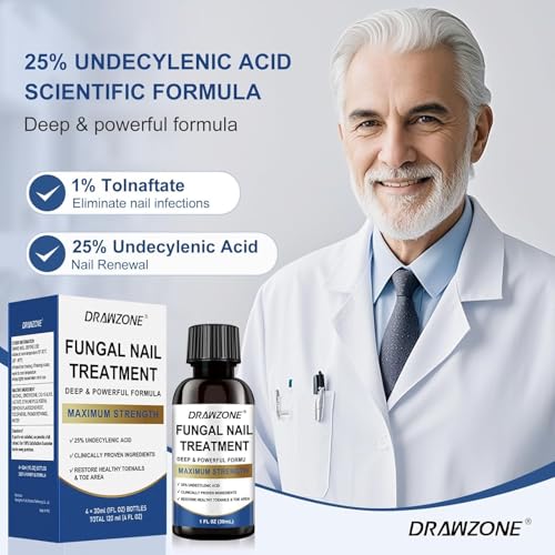 Toenail Fungus Treatment Extra Strength with 25% Undecylenic Acid, Ingrown toenail treatment, nail repair, Fungus nail treatment, yellow toenail, Damaged Nails foot fungus treatment （4Pack)