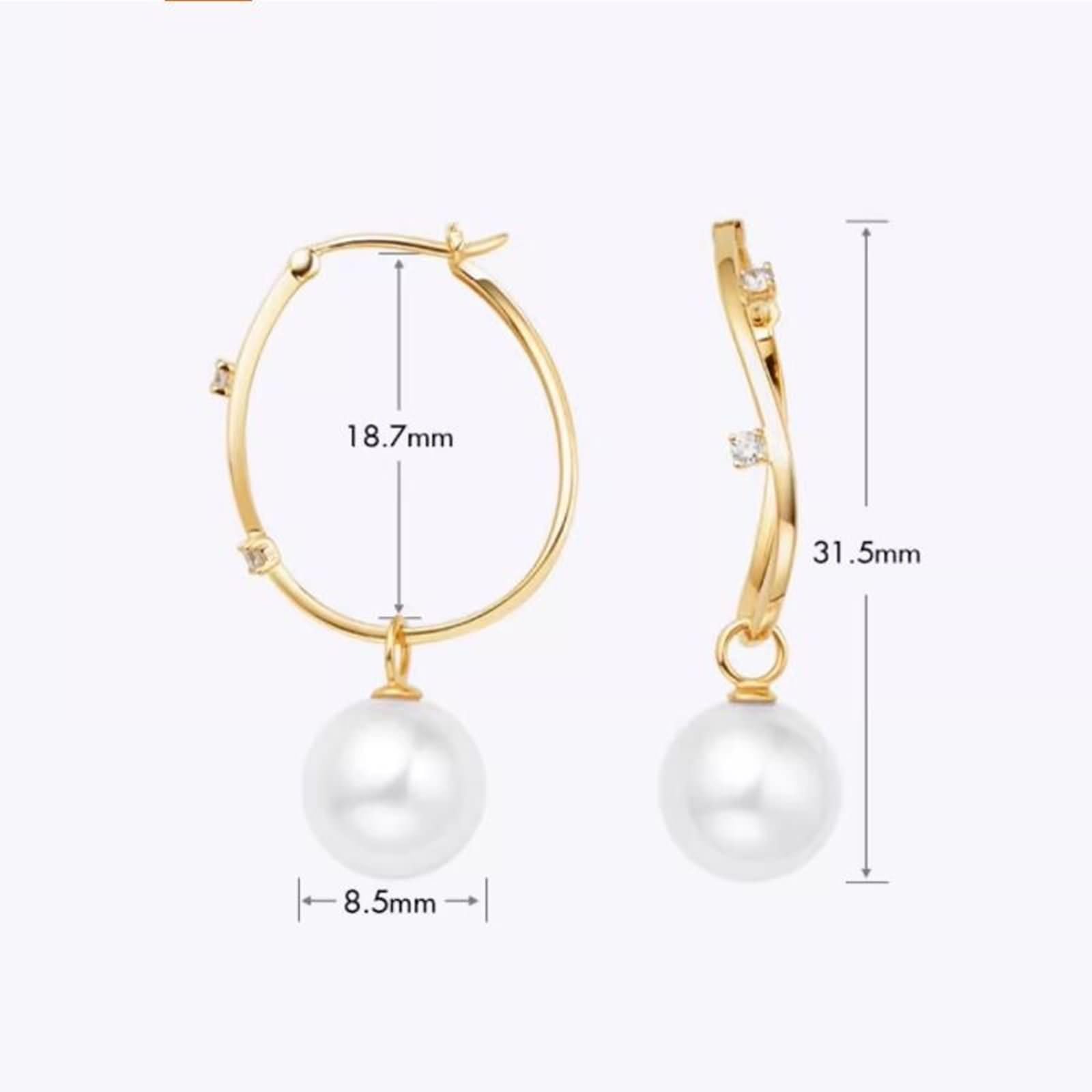 Ohrringe für Damen 9K / 14K / 18 Karat Gelbgold, 8,5-9MM Perle mit Diamant 0,07 Karat, Damen Ohrringe Hänger Gold