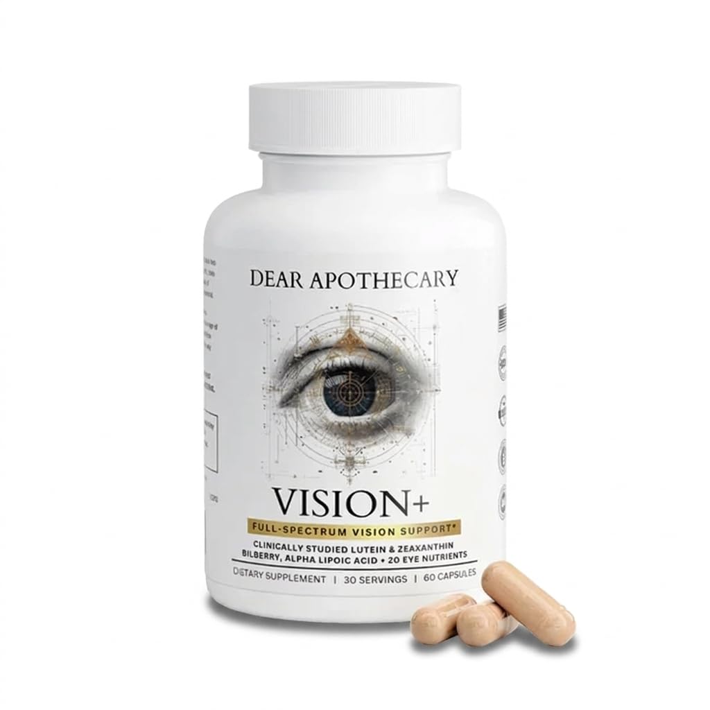 Vision+ Eye Health Supplement - Lutein, Zeaxanthin, Bilberry, Eyebright, Zinc 32mg - Macular & Retina Support with Vitamins A C E B12 - Vegan, Non-GMO - 60 Capsules
