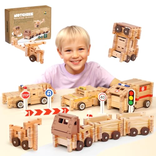 Jovi-mindly Wooden Building Blocks Car Set (101 pcs) – Educational Toys for Toddlers Ages 3+