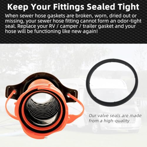 Image of 6 Pack RV Sewer Hose Gaskets 39834 Replacement, Compatible with Camco RhinoFLEX Revolution and Easy-Slip Sewer Hoses, Leak-Proof Odor-Tight Rubber Seal Fittings for Bayonet and 4-in-1 RV Sewer Hose