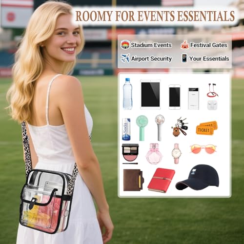Image of SPODEARS Clear Crossbody Bag for Stadium, Concert, Festival & More - Adjustable Shoulder Strap & Bottle Holder