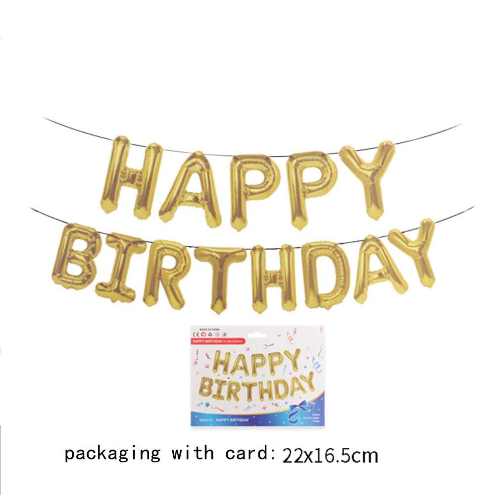 16inch Alphabet Happy Birthday Foil Balloons Favor for Celebration Birthday Home Decoration Kids Adult Party Supplies (Gold)