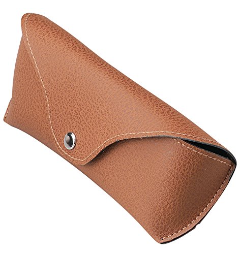 M-world Estojo de óculos de sol semi-rígido em tom de couro, para óculos de sol clássicos (RB3025 RB3016 RayBan etc.), Marrom, M