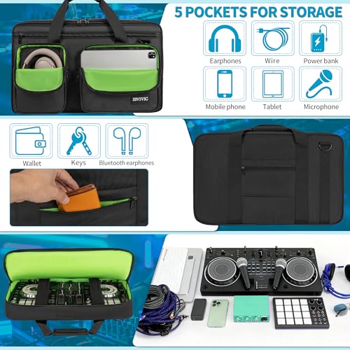 Image of IBVIVIC DJ Controller Case Bag, Fits for DDJ-REV1 /DDJ SR /SR2 /Denon MC4000 /Numark Mixtrack Pro FX /NVII /Mixstream Pro+ /Mixstream Pro Go /NI Traktor Kontrol S4 MK3 /S3 Padded DJ Travel Carrying Bag