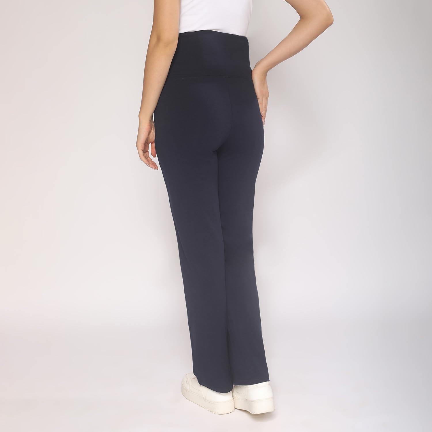 MomToBe Women's Cotton Maternity Track Pants/Pregnancy Track Pants/Maternity Trouser for Pre and Post Pregnancy (Medium) Navy Blue - Image 4 thumbnail