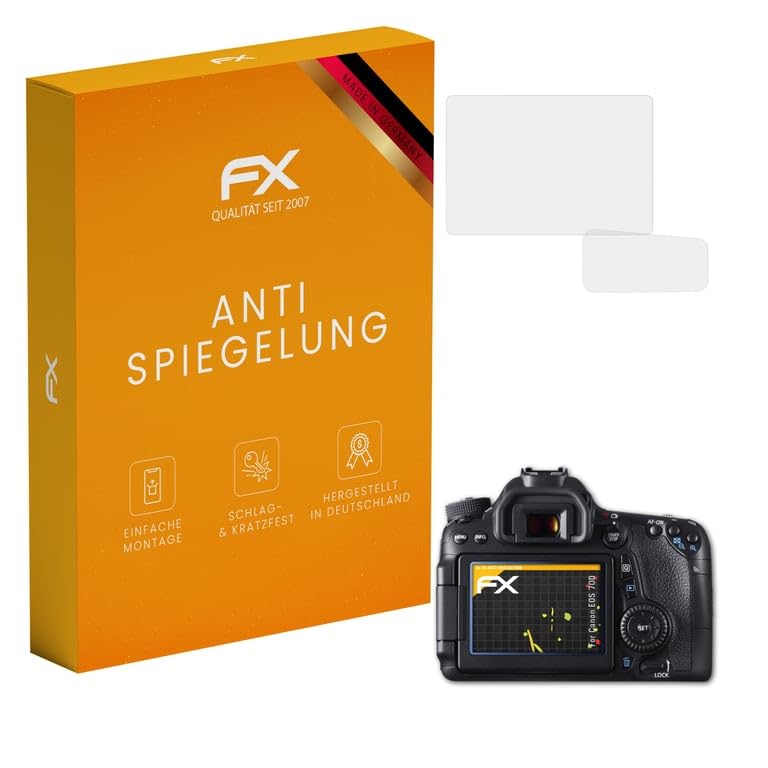 atFoliX Screen Protector compatible with Canon EOS 70D Screen Protection Film, anti-reflective and shock-absorbing FX Protector Film (Set of 3)