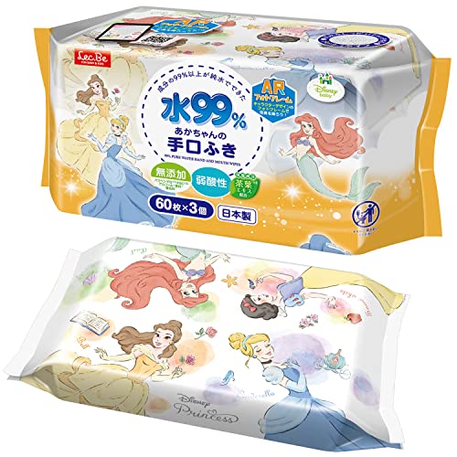 ディズニー 純水99% ベビー 手口ふき 60枚入×3個 ( ディズニープリンセス ) 無添加 弱酸性 日本製