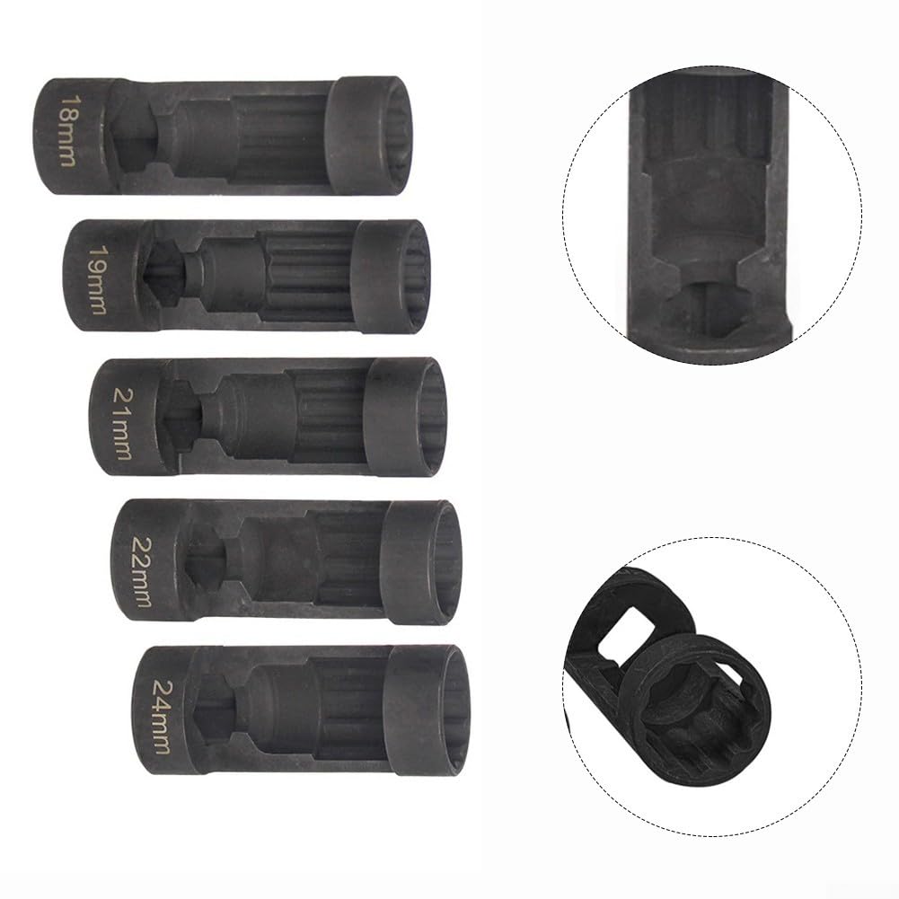 Set de para Tuercas Ranuradas de Seguridad 5 Unidades para herramienta Instalación amortiguadores 1/2 Drive 18-24mm