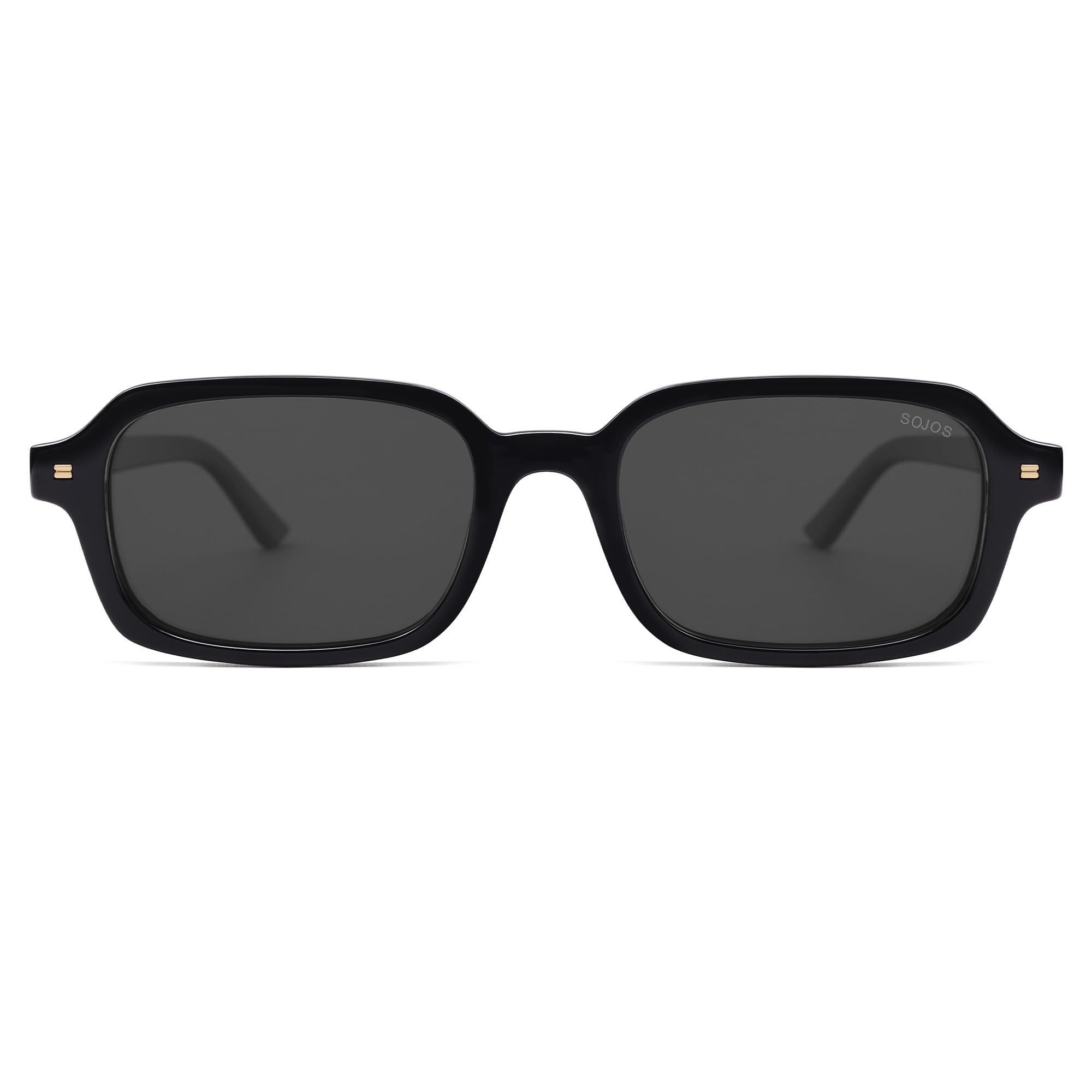 SOJOS Retro Polarisierte Rechteckige Sonnenbrille Damen Herren Vintage Trendy Shmal Quadratisch Sonnerbrillen mit UV400 Schutz SJ2610