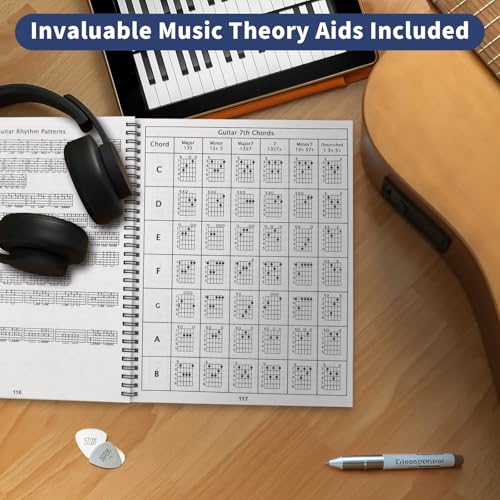 Cahier de tablatures guitare grand format 120 pages avec théorie