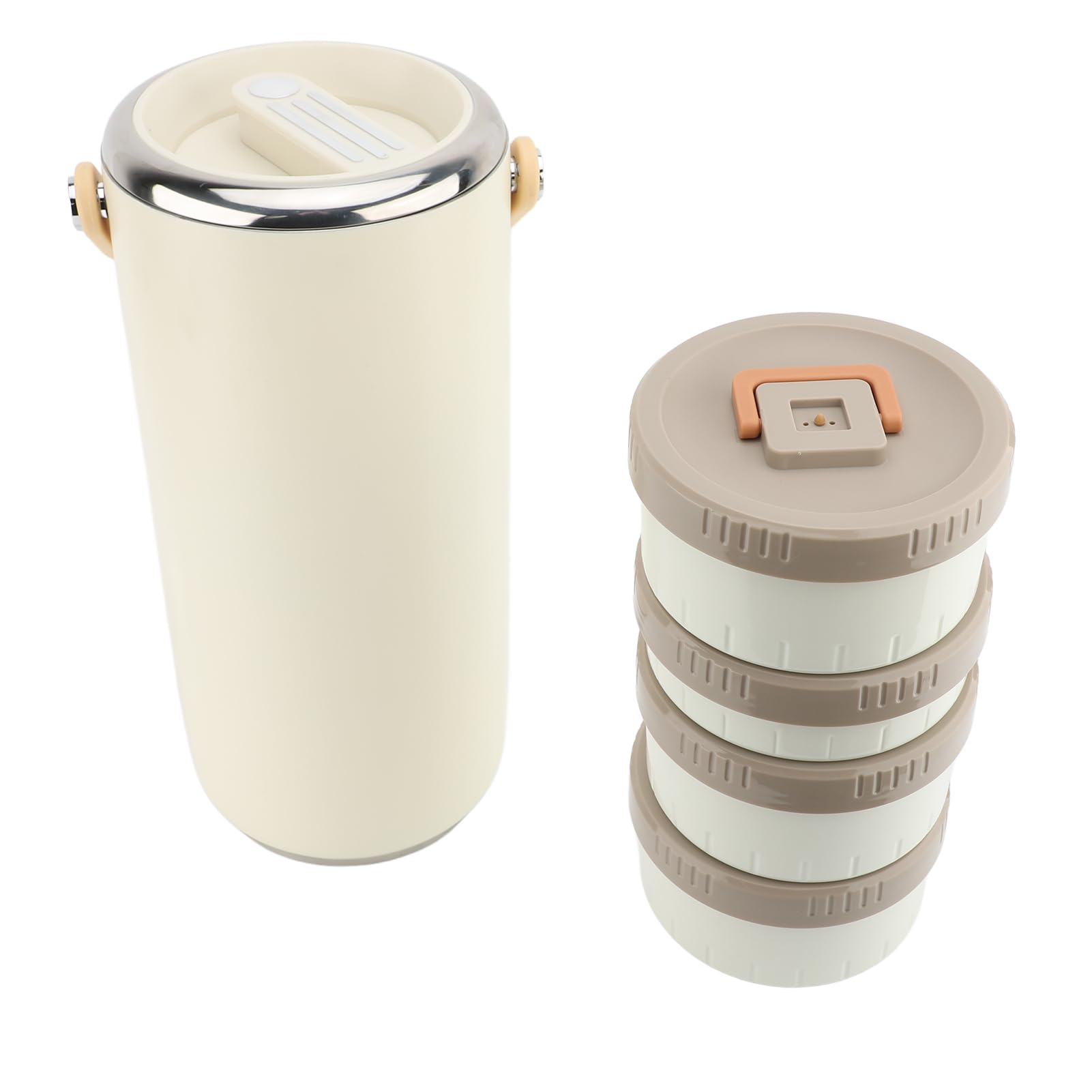 CHICIRIS Tarro de Comida con Aislamiento Al Vacío, Recipiente para Almuerzo Frío y Caliente a Prueba de Fugas de Boca Ancha de Acero Inoxidable de 3,4 L con Aislamiento Al Vacío de Doble (WHITE)
