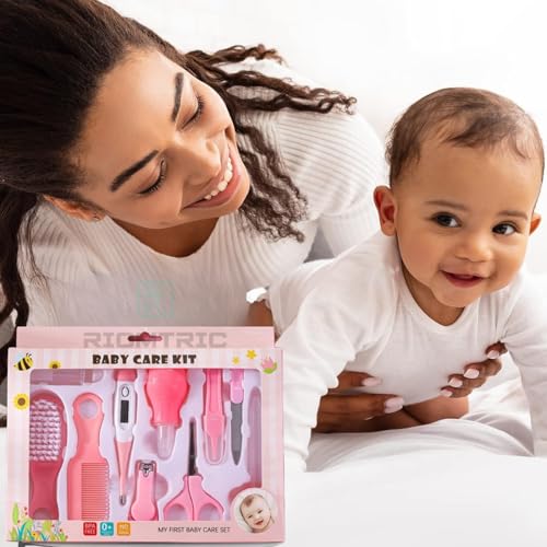 RIOMTRIC Baby Grooming Kit, Electric Safety Nail Trimmer Baby Nursery Kit Infant Safety Care Set with Hair Brush Comb Nail Clipper Nasal Aspirator,Baby Essentials Kit for Newborn Girls Boys (MULTI COLOR) - Image 2 thumbnail