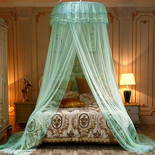 Jolitac Bed Canopy Lace Mosquito Net For Girls Beds, Unique Princess Play Tent Mesh Canopies Large Lace Dome Curtain Drapes Home & Travel (Green) #TOP2