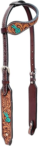 BAR H EQUINE American Leather Horse Saddle Tack One Ear Headstall Breast Collar Browband Headstall Spur Straps Wither Strap Tack Set for Horses