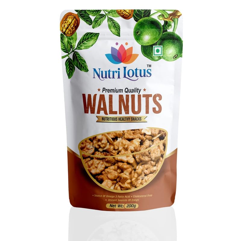 Walnuts - 200g -| Nutritious Healthy Snacks | Good for Brain, Health & Plant Protein | Cholesterol-Free | Rich in Omega-3 (200g (Pack of 2))