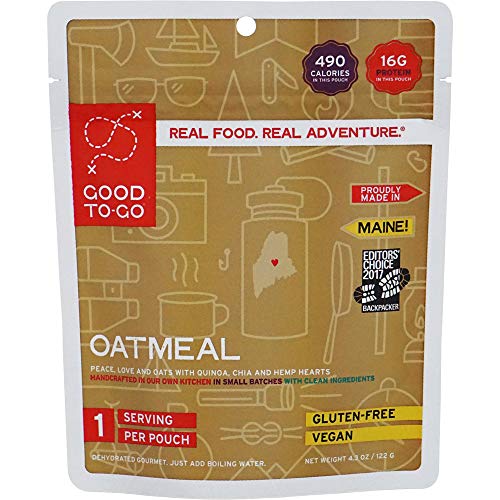 GOOD TO-GO Oatmeal (Single Serving) | Camping & Backpacking Food | Just Add Water Backpacking Meals | Good To-Go Dehydrated Meals Taste Better Than Freeze Dried Food