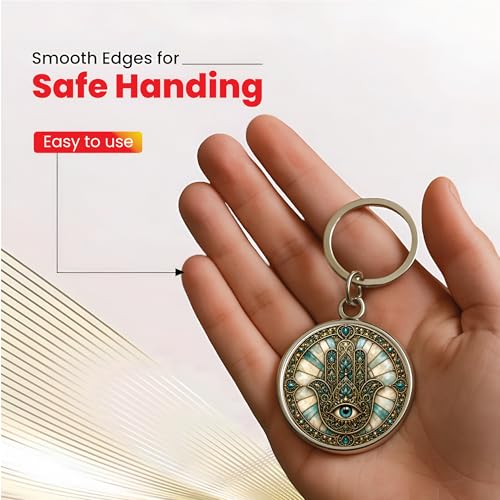 Image of MG | Protective Evil Eye /Spiritual Symbols /Om /Motivational Keychains | Double-Sided Metal Key Ring | Good Luck and devine Charm for Car, Bike, Home & Office