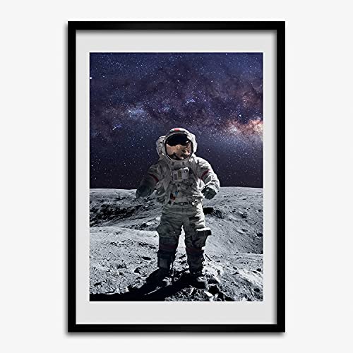 Cadre en bois Tulup 50x70 cm avec peinture d'astronaute haute finition