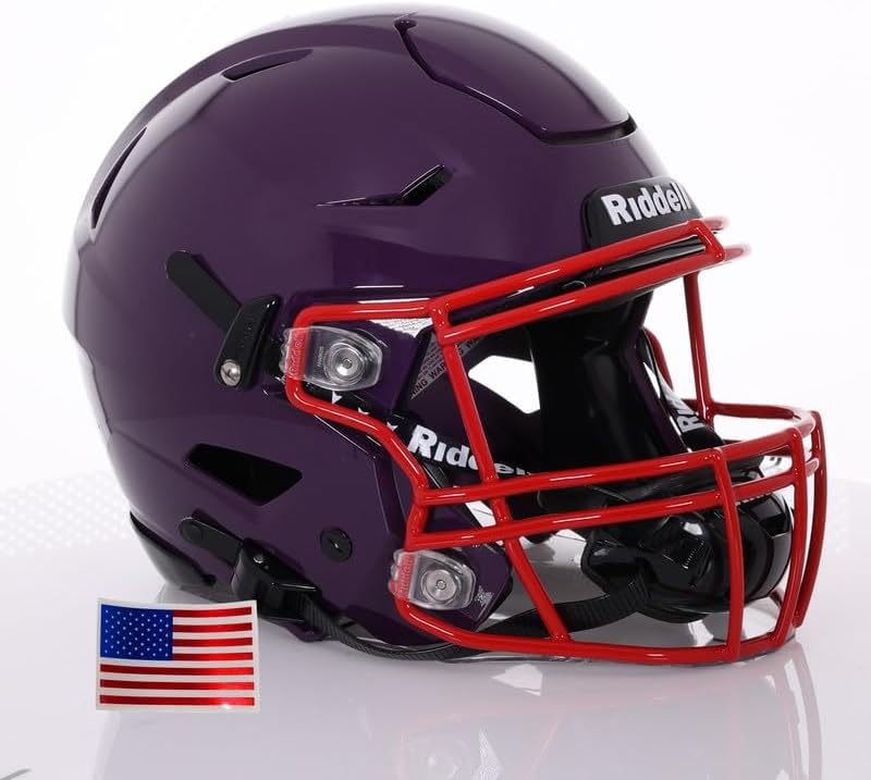 2025 Riddell SpeedFlex Adult w/Scarlet SF-2BD Facemask + US Helmet Flag Decal - Green Gridiron