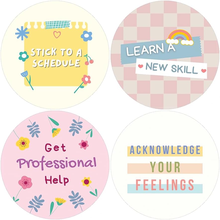 Creanoso Coping with Loneliness Stickers (10 Sets X 16 Designs) – Colorful Design Round Size Stickers 1.5 Inches in Diameter, Art Decal for Children, Adults Men Women