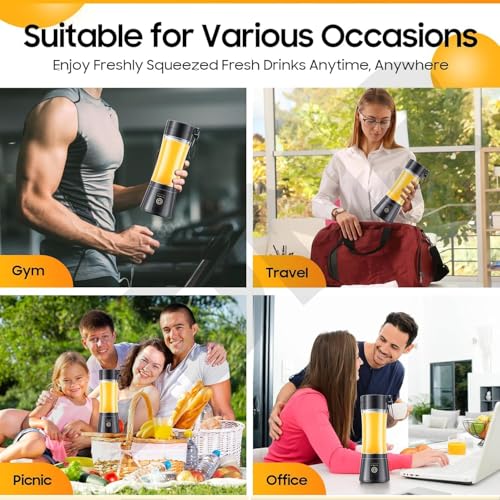 Image of USB Rechargeable Blenders for Smoothies and Juices, BUYERZONE Juicer Mixer Grinder Mini Portable Juicer Blender, Portable Blender, Personal Size Mini Juice Mixer, Electric Fruit Juicer Machine