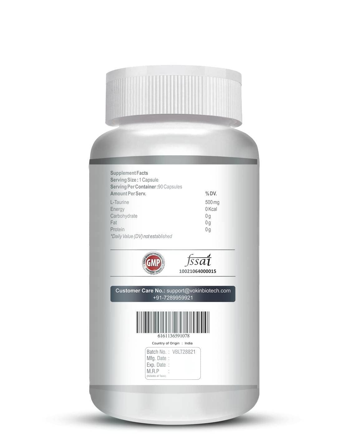 Vokin biotech L-Taurine - Amino Acid Supplement - 500mg (90 capsules) - Image 3 thumbnail