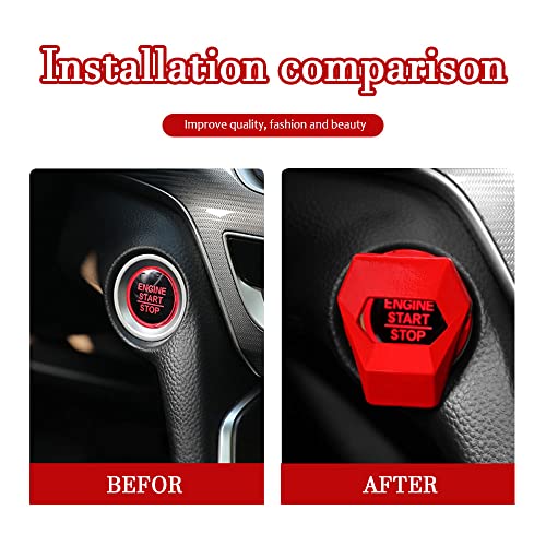 Image of Universal Engine Start Stop Button Cover, Zinc Alloy Power Control Trim | Anti-Scratch Decoration Ring, Push Start Ignition Protective Cover for Most Vehicles
