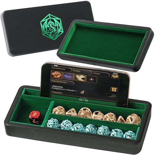 Soar Forge Sanctum Dice Box - Premium Case & Dice Tray for DND - Phone/Pen Slot, Magnetic Lid and Storage for your Sets, Mini's and More - Felt-Lined Vault Holder compatible with D&D and RPG