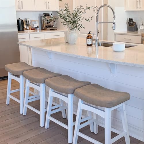 Image of PHI VILLA Counter Height Bar Stools Set of 4, Solid Wood Barstools