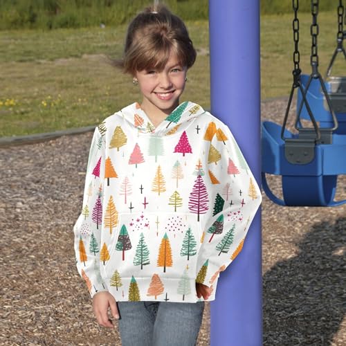 Kids Hoodies Sweaters Christmas Xmas Trees Hooded Sweatshirts with Big Pockets for Boys Girls B04002804