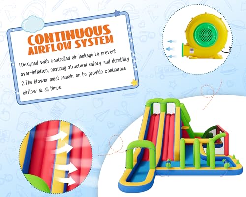 Albott Bounce House, Inflatable Bouncer with Air Blower, Jumping Castle with Slide, Outdoor Indoor Bouncy Castle with Oxford Fabric for Kids 3-12 (228.3×152.4×92.5IN)
