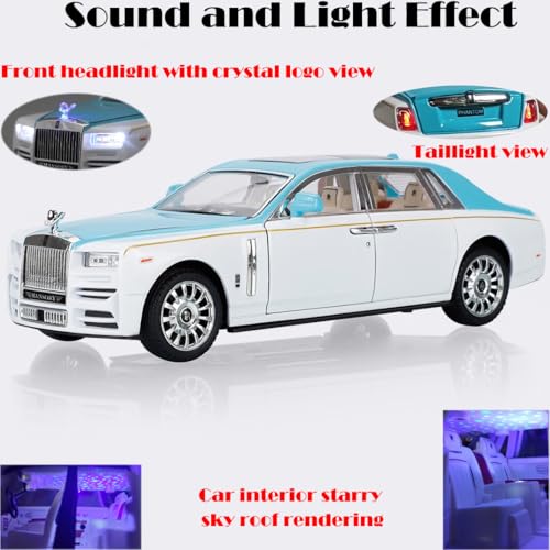 Auto de juguete Rolls-Royce 1:24 Azul Phantom con sonido y luz miniatura 3