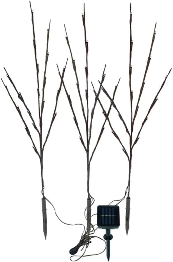 Uonlytech 60 LEDs Solar Powered Artificial Branch Lights Twig Lights Lighted Willow Branch for Christmas Thanksgiving Home Party Decoration (White Light)