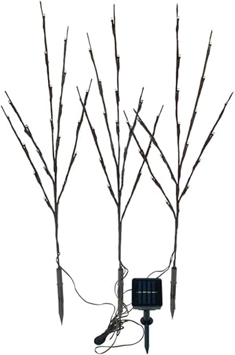 Uonlytech 60 LEDs Solar Powered Artificial Branch Lights Twig Lights Lighted Willow Branch for Christmas Thanksgiving Home Party Decoration White Light