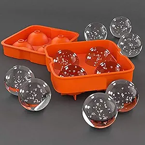 BSBDA ice Trays for Freezer Whiskey Ice Cube Silicone Ball Maker Mold Sphere Mould 4 Holes New Ice Balls Party Brick Round Tray Bar Tool ice for Whiskey