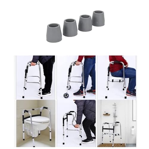 Rubber Walker Tips 1'' Heavy Duty, (Gray, Pack Of 4), Replacement Tips For Walkers, Commodes, Shower Chairs, Walking Sticks, Canes Legs, Essential Walker Feet Accessories #TOP6