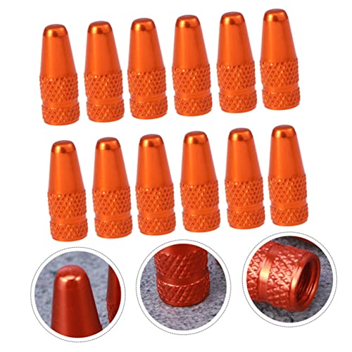 Tapas para válvula de neumático de bicicleta UKCOCO, 12 unidades, color naranja fluorescente, fabricadas en aleación de aluminio, fáciles de instalar miniatura 3