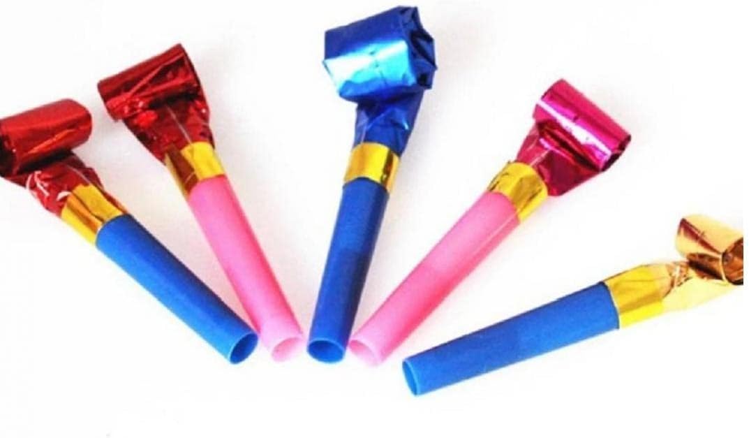 Zonster 20 Pcs Children Party Christmas Party New Years Colourful Noisemakers Toy Childrens Funny Blowouts Whistle : Toys & Games
