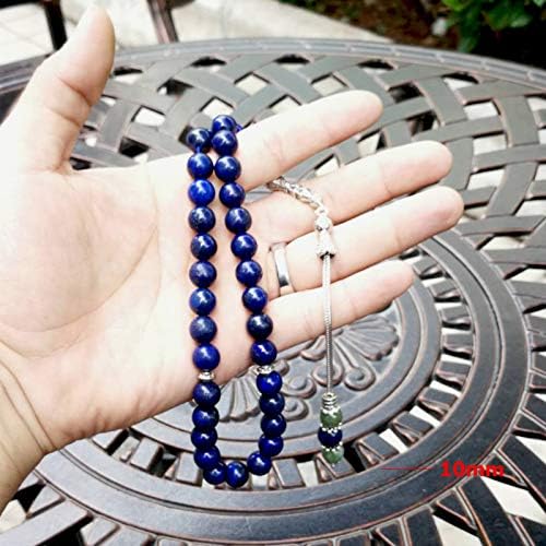 Miniatura 3 de Piedras naturales de lapislázulis Tasbih 33 66 99 Paryer perlas musulmanas misbaha hombre oración pulseras para niñas piedra Rosario
