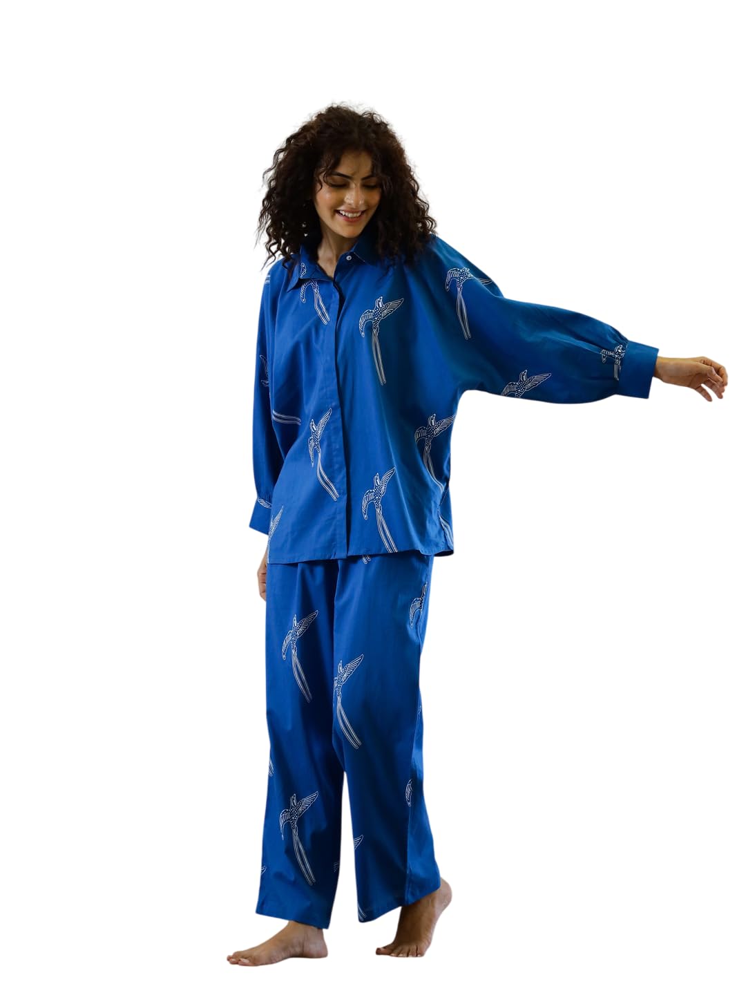 Women's Premium 100% Cotton Printed Night Suit Set | Full Sleeve Shirt & Pyjama Co-ord Set | Soft & Breathable Premium Everyday Sleepwear for Women-picture-12