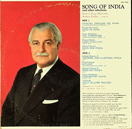 LSC 2320 Arthur Fiedler & Boston Pops - Song Of India - 1959 Living Stereo shaded dog LP.