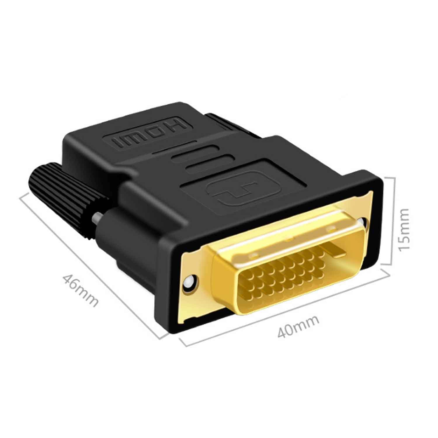 Adattatore HDMI-DVI, Connettore DVI su HDMI 1080P Full HD Bidirezionale DVI-D 24+1 Maschio HDMI Femmina Connettori Video Digitale Adatto per Desktop,Videoproiettori,TV,Tenere Sotto Controllo