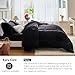 MR&HM Queen Comforter Set Black, Reversible Satin Microfiber Comforter Set for All Seasons, 3 Pieces Non-Slip Silky Soft Bedding Sets with 1 Comforter (90